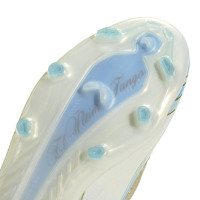 adidas F50 Messi Elite Gazon Naturel Chaussures de Foot (FG) Enfants Blanc Bleu Clair Doré
