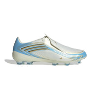 adidas F50 Messi Pro Gazon Naturel Chaussures de Foot (FG) Blanc Bleu Clair Doré