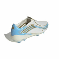 adidas F50 Messi Pro Gazon Naturel Chaussures de Foot (FG) Blanc Bleu Clair Doré