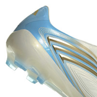 adidas F50 Messi Pro Gazon Naturel Chaussures de Foot (FG) Blanc Bleu Clair Doré