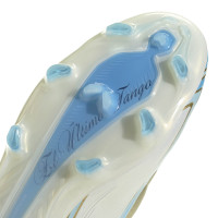 adidas F50 Messi Pro Gazon Naturel Chaussures de Foot (FG) Blanc Bleu Clair Doré