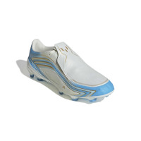 adidas F50 Messi League Gazon Naturel Chaussures de Foot (FG) Blanc Bleu Clair Doré