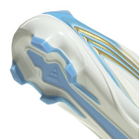 adidas F50 Messi League Gazon Naturel Chaussures de Foot (FG) Blanc Bleu Clair Doré