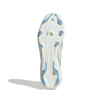 adidas F50 Messi League Sans Lacets Gazon Naturel Chaussures de Foot (FG) Enfants Blanc Bleu Clair Doré