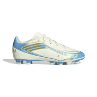 adidas F50 Messi Club Gras / Kunstgras Voetbalschoenen (MG) Kids Wit Lichtblauw Goud