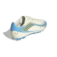 adidas F50 Messi Club Gras / Kunstgras Voetbalschoenen (MG) Kids Wit Lichtblauw Goud