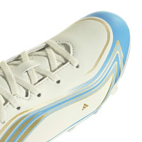 adidas F50 Messi Club Gras / Kunstgras Voetbalschoenen (MG) Kids Wit Lichtblauw Goud