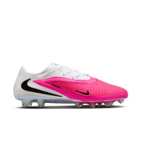 Nike Phantom 6 Low Elite Gazon Naturel Chaussures de Foot (FG) Blanc Rose Vif Noir
