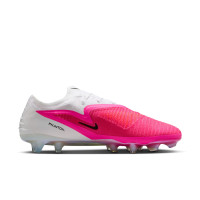 Nike Phantom 6 Low Elite Gazon Naturel Chaussures de Foot (FG) Blanc Rose Vif Noir
