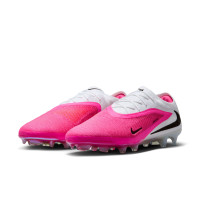 Nike Phantom 6 Low Elite Gazon Naturel Chaussures de Foot (FG) Blanc Rose Vif Noir