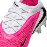 Nike Phantom 6 Low Elite Gazon Naturel Chaussures de Foot (FG) Blanc Rose Vif Noir