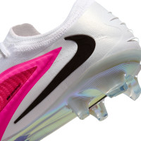 Nike Phantom 6 Low Elite Gazon Naturel Chaussures de Foot (FG) Blanc Rose Vif Noir