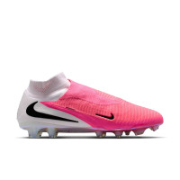 Nike Phantom 6 High Elite Gazon Naturel Chaussures de Foot (FG) Blanc Rose Vif Noir