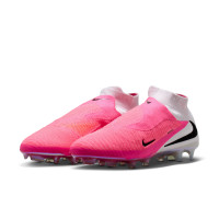 Nike Phantom 6 High Elite Gazon Naturel Chaussures de Foot (FG) Blanc Rose Vif Noir