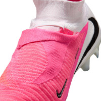 Nike Phantom 6 High Elite Gazon Naturel Chaussures de Foot (FG) Blanc Rose Vif Noir