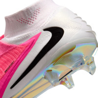Nike Phantom 6 High Elite Gazon Naturel Chaussures de Foot (FG) Blanc Rose Vif Noir