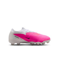 Nike Phantom 6 Low Pro Gazon Naturel Artificiel Chaussures de Foot (MG) Blanc Rose Vif Noir