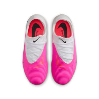 Nike Phantom 6 Low Pro Gazon Naturel Artificiel Chaussures de Foot (MG) Blanc Rose Vif Noir