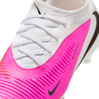 Nike Phantom 6 Low Pro Gazon Naturel Artificiel Chaussures de Foot (MG) Blanc Rose Vif Noir