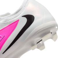 Nike Phantom 6 Low Pro Gazon Naturel Artificiel Chaussures de Foot (MG) Blanc Rose Vif Noir