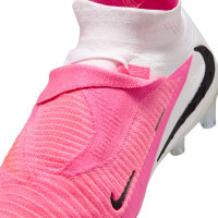 Nike Phantom 6 High Elite Gazon Artificiel Chaussures de Foot (AG) Blanc Rose Vif Noir