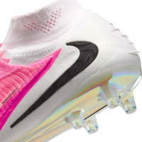 Nike Phantom 6 High Elite Gazon Artificiel Chaussures de Foot (AG) Blanc Rose Vif Noir