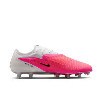 Nike Phantom 6 Low Elite Gazon Artificiel Chaussures de Foot (AG) Blanc Rose Vif Noir