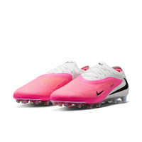 Nike Phantom 6 Low Elite Gazon Artificiel Chaussures de Foot (AG) Blanc Rose Vif Noir