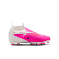 Nike Phantom 6 High Academy Gazon Naturel Artificiel Chaussures de Foot (MG) Enfants Blanc Rose Vif Noir