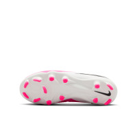 Nike Phantom 6 High Academy Gazon Naturel Artificiel Chaussures de Foot (MG) Enfants Blanc Rose Vif Noir