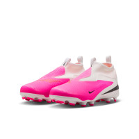 Nike Phantom 6 High Academy Gazon Naturel Artificiel Chaussures de Foot (MG) Enfants Blanc Rose Vif Noir