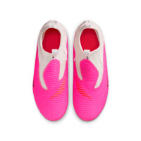 Nike Phantom 6 High Academy Gazon Naturel Artificiel Chaussures de Foot (MG) Enfants Blanc Rose Vif Noir