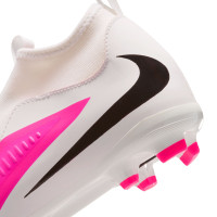 Nike Phantom 6 High Academy Gazon Naturel Artificiel Chaussures de Foot (MG) Enfants Blanc Rose Vif Noir