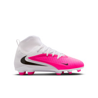 Nike Phantom 6 High Club Gazon Naturel Artificiel Chaussures de Foot (MG) Enfants Blanc Rose Vif Noir