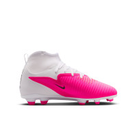Nike Phantom 6 High Club Gazon Naturel Artificiel Chaussures de Foot (MG) Enfants Blanc Rose Vif Noir