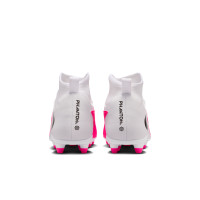 Nike Phantom 6 High Club Gazon Naturel Artificiel Chaussures de Foot (MG) Enfants Blanc Rose Vif Noir