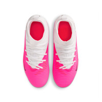 Nike Phantom 6 High Club Gazon Naturel Artificiel Chaussures de Foot (MG) Enfants Blanc Rose Vif Noir
