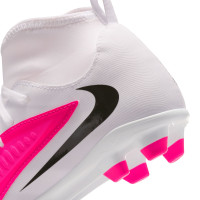 Nike Phantom 6 High Club Gazon Naturel Artificiel Chaussures de Foot (MG) Enfants Blanc Rose Vif Noir
