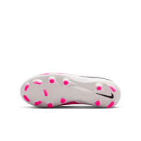 Nike Phantom 6 Low Academy Gazon Naturel Artificiel Chaussures de Foot (MG) Enfants Blanc Rose Vif Noir