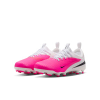 Nike Phantom 6 Low Academy Gazon Naturel Artificiel Chaussures de Foot (MG) Enfants Blanc Rose Vif Noir