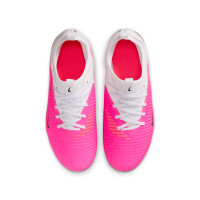Nike Phantom 6 Low Academy Gazon Naturel Artificiel Chaussures de Foot (MG) Enfants Blanc Rose Vif Noir