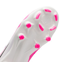 Nike Phantom 6 Low Academy Gazon Naturel Artificiel Chaussures de Foot (MG) Enfants Blanc Rose Vif Noir
