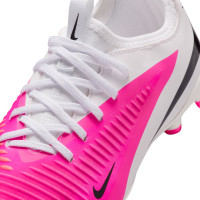 Nike Phantom 6 Low Academy Gazon Naturel Artificiel Chaussures de Foot (MG) Enfants Blanc Rose Vif Noir