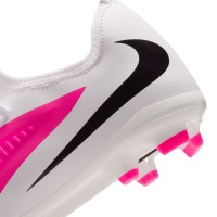 Nike Phantom 6 Low Academy Gazon Naturel Artificiel Chaussures de Foot (MG) Enfants Blanc Rose Vif Noir