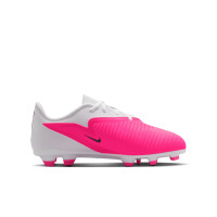 Nike Phantom 6 Low Club Gazon Naturel Artificiel Chaussures de Foot (MG) Enfants Blanc Rose Vif Noir