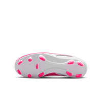 Nike Phantom 6 Low Club Gazon Naturel Artificiel Chaussures de Foot (MG) Enfants Blanc Rose Vif Noir