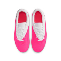 Nike Phantom 6 Low Club Gazon Naturel Artificiel Chaussures de Foot (MG) Enfants Blanc Rose Vif Noir