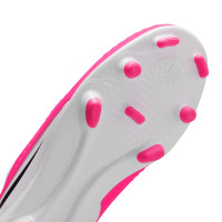 Nike Phantom 6 Low Club Gazon Naturel Artificiel Chaussures de Foot (MG) Enfants Blanc Rose Vif Noir