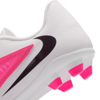 Nike Phantom 6 Low Club Gazon Naturel Artificiel Chaussures de Foot (MG) Enfants Blanc Rose Vif Noir