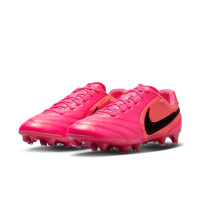 Nike Tiempo Ligera Pro Gazon Naturel Chaussures de Foot (FG) Rose Vif Noir